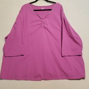 Liz & Me 4X Top 100% Cotton Violet Purple Knit Rhinestone Trim Classic Comfort